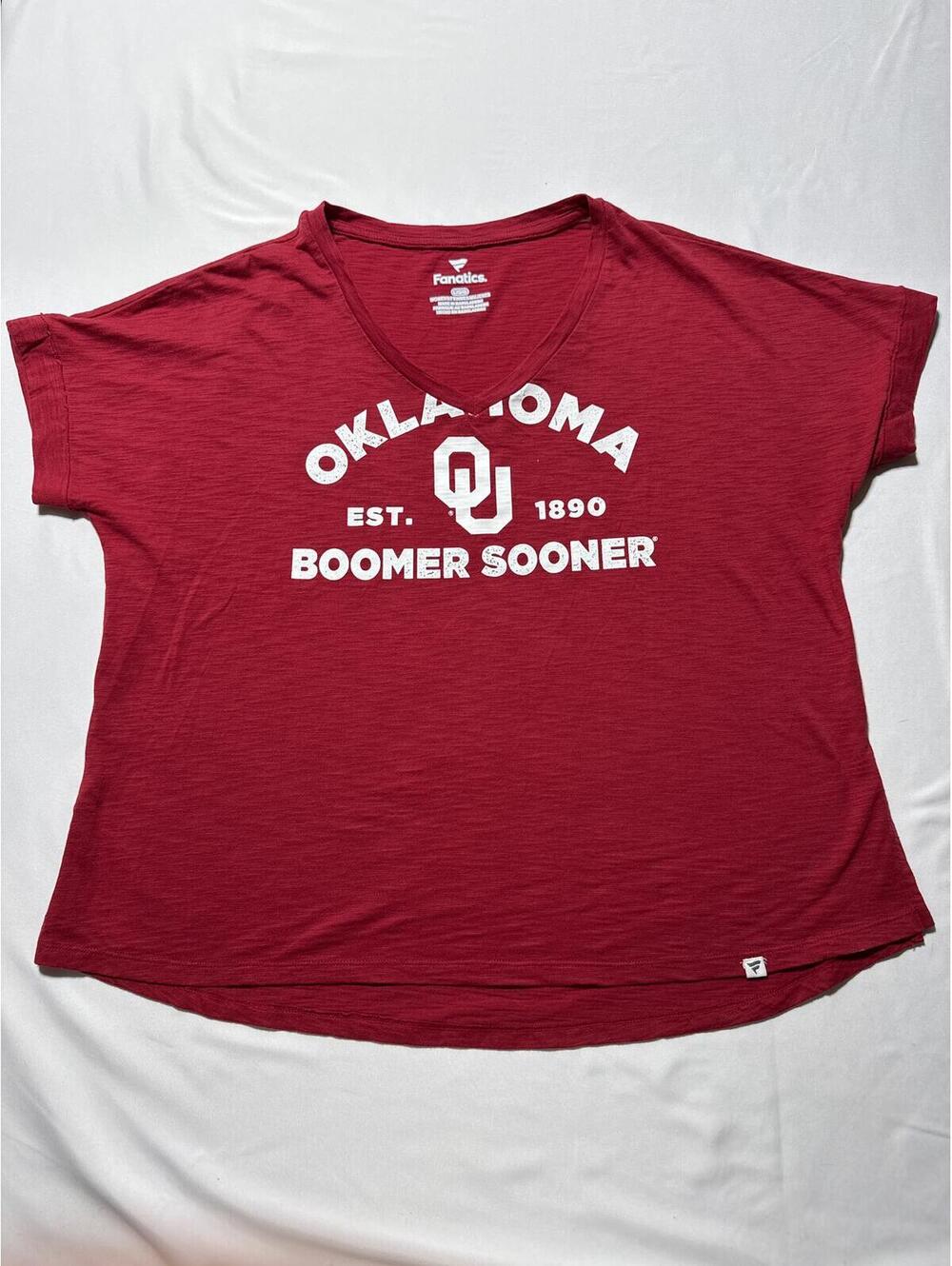 Oklahoma Sooners Fanatics Women's Maroon Boomer Sooner V-NeC
